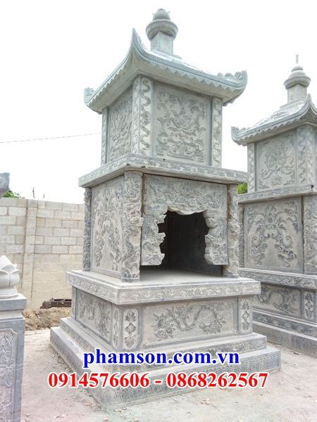 Mẫu mộ tháp sư trụ trì bằng đá Ninh Bình chạm khắc hoa văn tinh xảo
