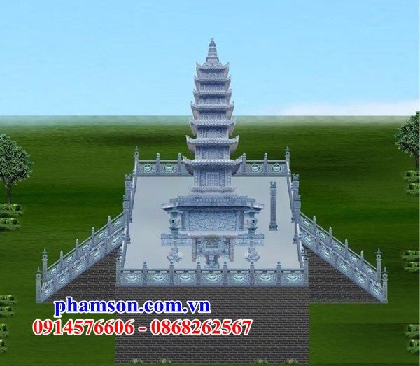 Vẽ thiết kế phối cảnh 3D bảo tháp khu mộ tháp bằng đá chuẩn phong thủy đẹp