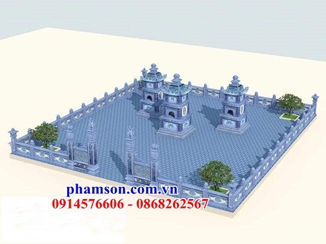 Vẽ thiết kế phối cảnh 3D bảo tháp khu mộ tháp bằng đá đẹp