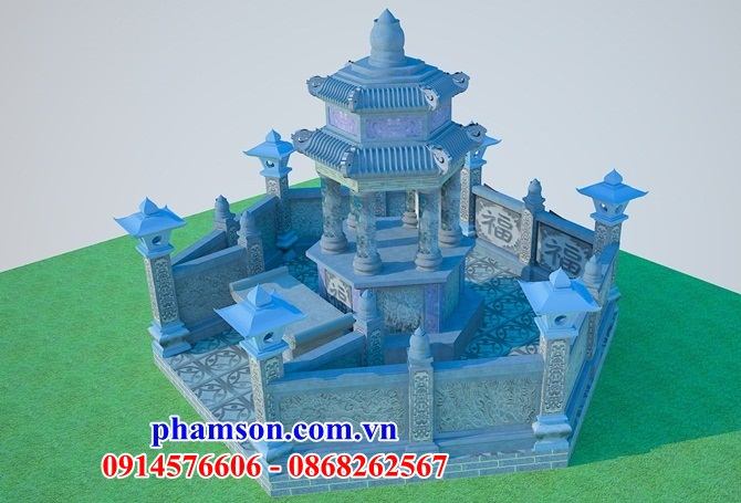 Vẽ thiết kế phối cảnh 3D bảo tháp khu mộ tháp bằng đá kích thước chuẩn phong thủy đẹp