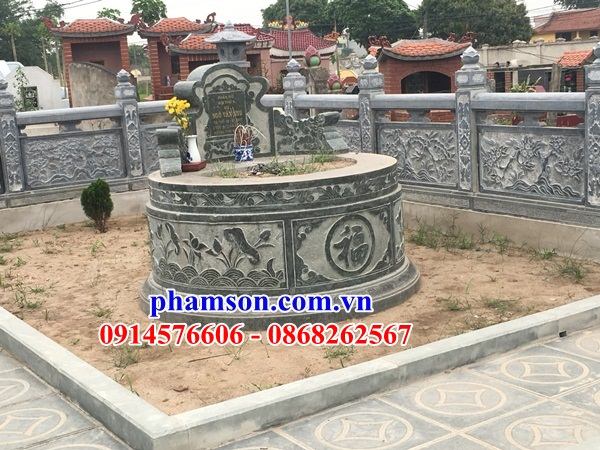 01 Mẫu mộ tròn hình tròn lục lăng bát giác ông bà cô tổ bố mẹ bằng đá cao cấp xanh rêu đẹp bán tại Quảng Bình