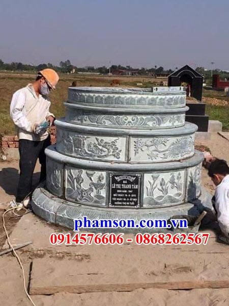 01 Mẫu mộ tròn hình tròn lục lăng bát giác ông bà cô tổ bố mẹ bằng đá đẹp bán tại Quảng Bình