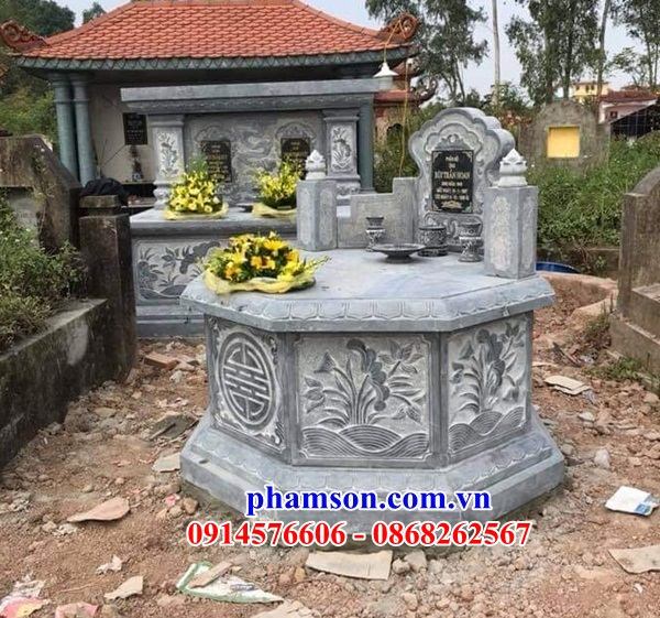 01 Mẫu mộ tròn hình tròn lục lăng bát giác ông bà cô tổ bố mẹ bằng đá xanh đẹp bán tại Quảng Bình