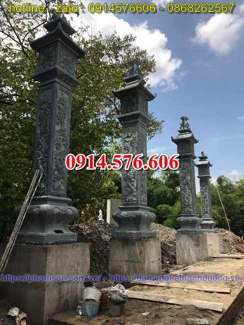 012 Mẫu cột đồng trụ nhà thờ đình chùa miếu bằng đá đẹp