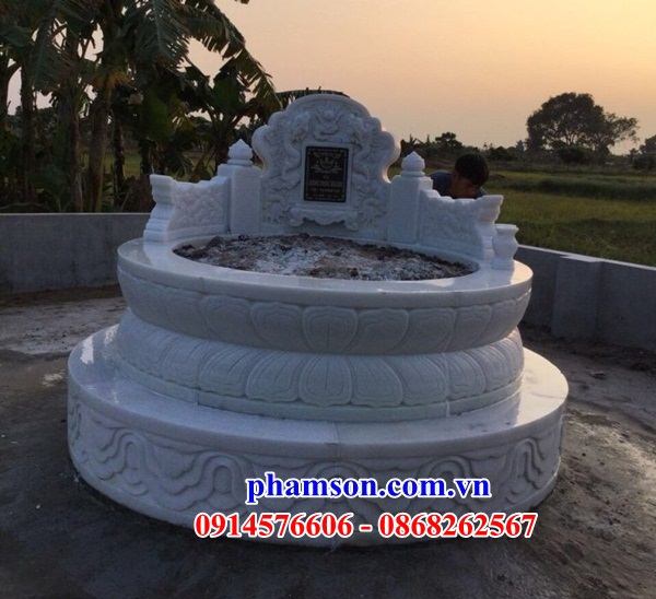 04 Mẫu mộ tròn hình tròn lục lăng bát giác ông bà cô tổ tiên bố mẹ bằng đá trắng đẹp bán tại Thanh Hóa