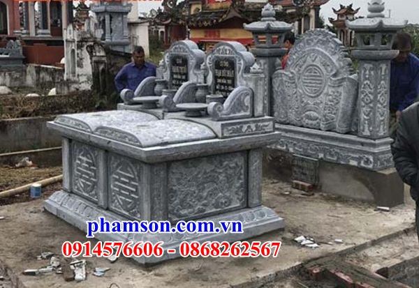 13 Mẫu mộ đá đôi gia đình ông bà bố mẹ anh chị em hai ba bốn năm ngôi liền nhau đẹp bán tại Thái Bình