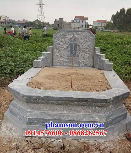16 Mẫu mộ tròn hình tròn lục lăng bát giác ông bà cô tổ bố mẹ bằng đá tự nhiên đẹp bán tại Hà Nam