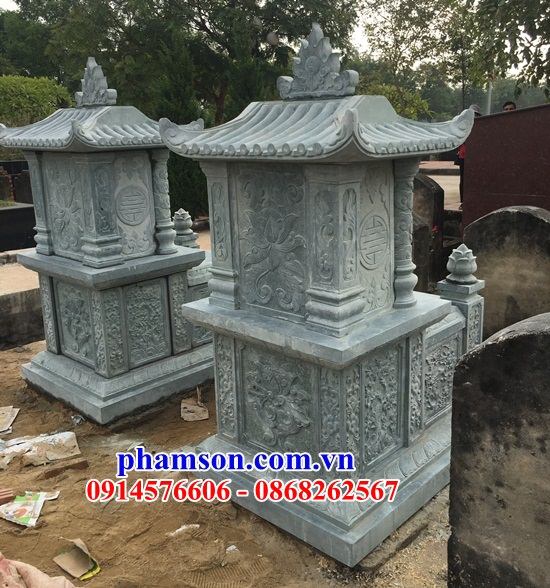 20 Thi công lắp đặt mộ bằng đá xanh rêu tự nhiên nguyên khối tại Phú Thọ