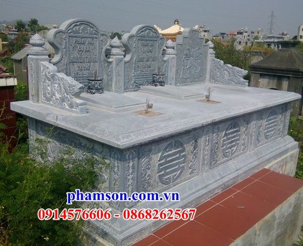 23 Mẫu mộ đá tự nhiên đôi gia đình ông bà bố ba cha mẹ hai ba bốn ngôi liền nhau đẹp bán tại Hà Giang