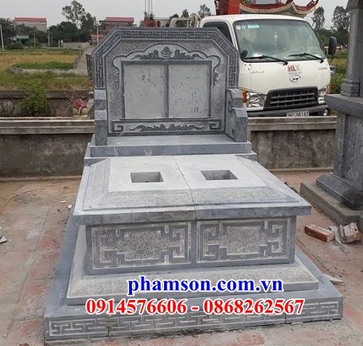 23 Mẫu mộ đá xanh đôi gia đình ông bà bố ba cha mẹ hai ba bốn ngôi liền nhau đẹp bán tại Hà Giang
