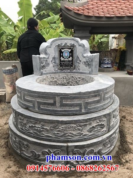 23 Mẫu mộ tròn hình tròn lục lăng bát giác bố mẹ bằng đá xanh đẹp bán tại Lạng Sơn