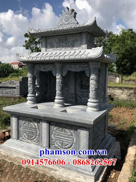 24 Mẫu mộ đá đôi gia đình ông bà bố ba cha mẹ hai ba bốn ngôi liền nhau đẹp bán tại Sơn La