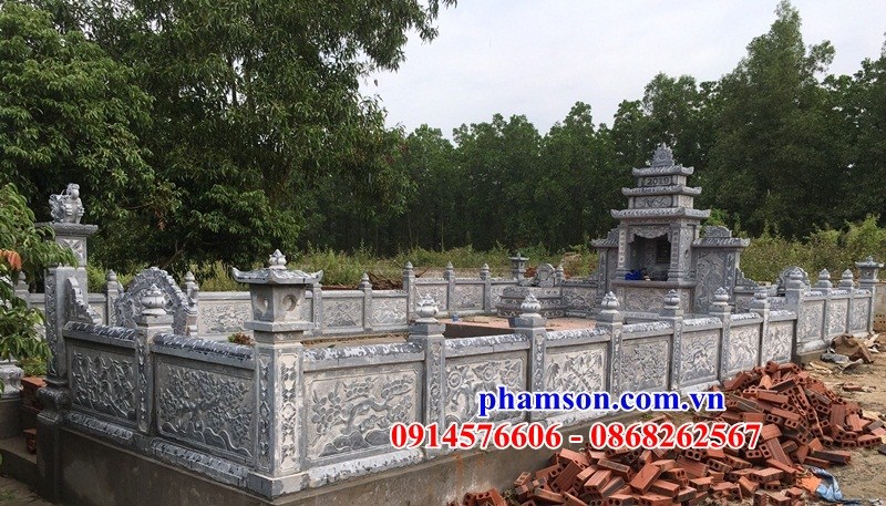 24 Nghĩa trang khu lăng mộ gia đình dòng họ gia tộc bằng đá nguyên khối đẹp bán tại Thái Bình