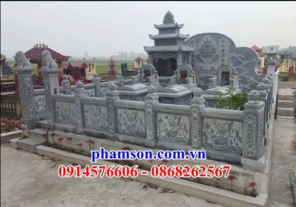 25 Nghĩa trang khu lăng mộ gia đình dòng họ gia tộc bằng đá xanh đẹp bán tại Quảng Ninh