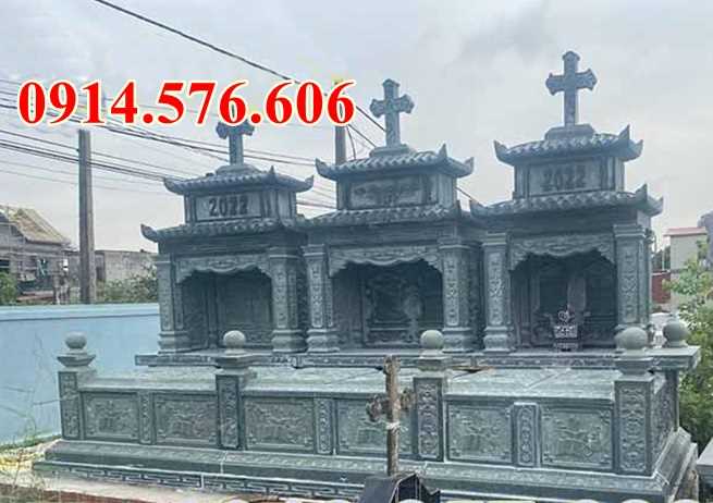 26 Mộ ông bà ba má gia đình đá công giáo đạo thiên chúa đẹp bán tại Bình Định