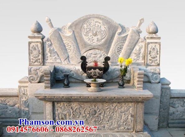 56 Mẫu bàn đặt lễ đình đền chùa miếu khu lăng mộ bằng đá chạm khắc hoa văn tinh xảo