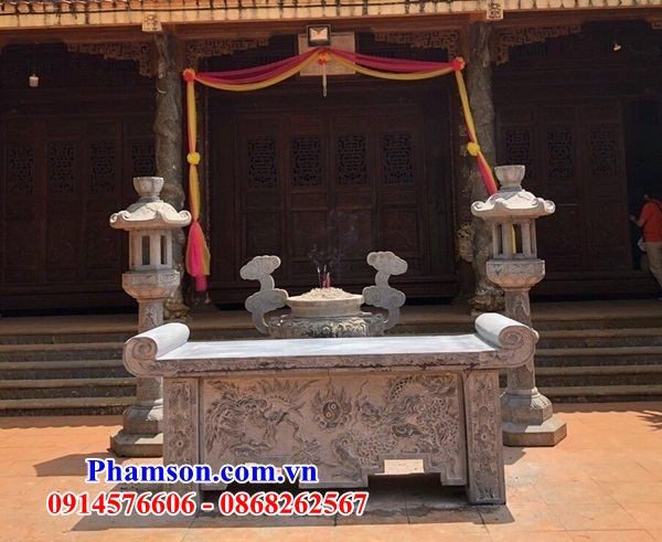 63 Hình ảnh bàn sắm lễ đình đền chùa miếu bằng đá thiết kế đẹp kích thước chuẩn phong thủy