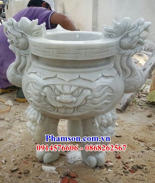 78 Mẫu lư hương đỉnh đèn nhà thờ đình đền chùa miếu khu lăng mộ bằng đá trắng nguyên khối