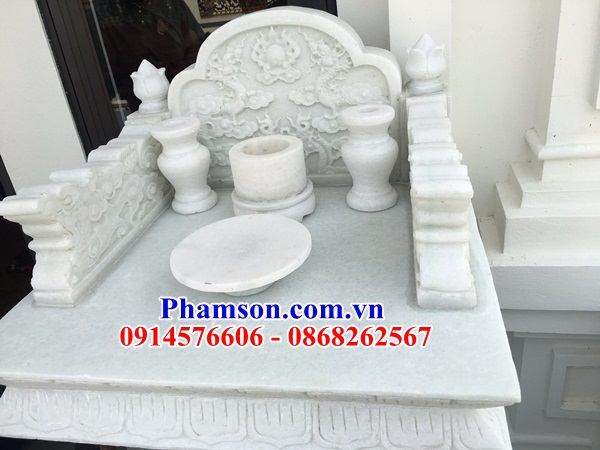 Bát hương bình bông đĩa hoa quả bằng đá trắng nguyên khối đẹp