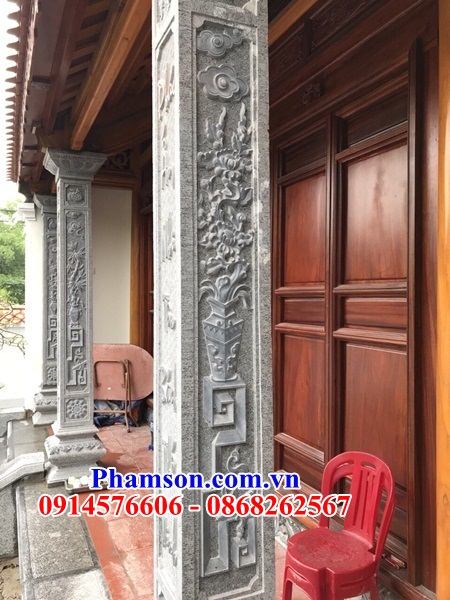 Cột đá vuông nhà thờ đình chùa miếu bằng đá mỹ nghệ Ninh Bình đẹp
