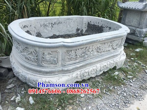 Hình ảnh chậu cảnh hình bầu dục bằng đá kích thước chuẩn phong thủy đẹp