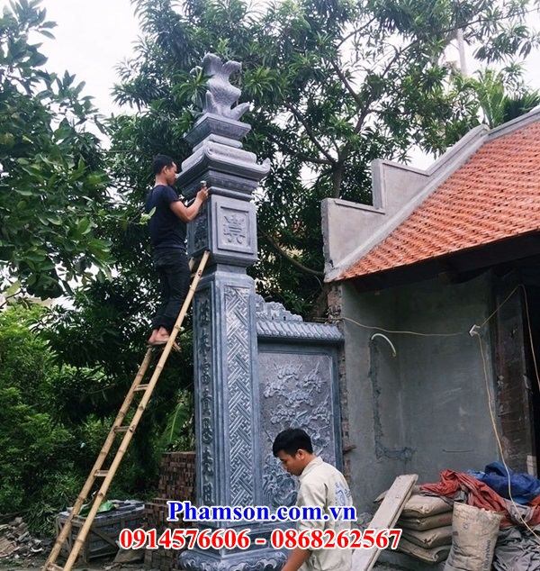 Hình ảnh cột đồng trụ nhà thờ đình chùa miếu bằng đá xanh Thanh Hóa đẹp