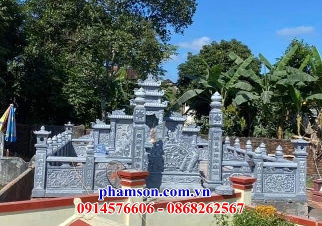 Khu lăng mộ nghĩa trang gia đình dòng họ bằng đá xanh Thanh Hóa chạm khắc hoa văn tinh xảo đẹp