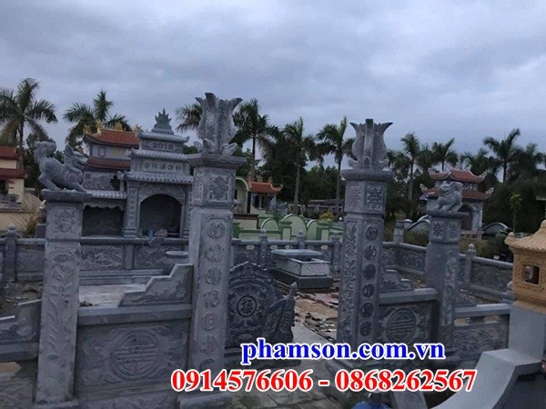 Khu lăng mộ nghĩa trang gia đình dòng họ bằng đá xanh Thanh Hóa tự nhiên nguyên khối đẹp