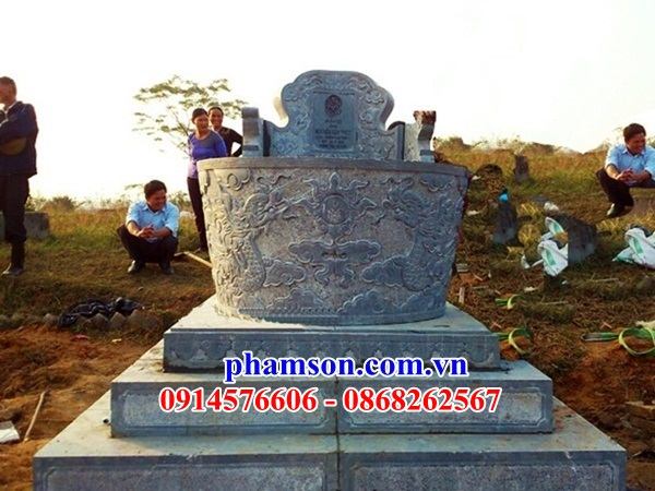 Mẫu Chạm khắc hoa rồng chầu trên mộ tròn bằng đá mỹ nghệ Ninh Bình