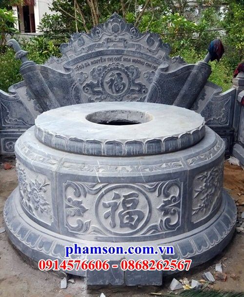 Mẫu Chạm khắc hoa văn phúc trên mộ tròn bằng đá mỹ nghệ Ninh Bình