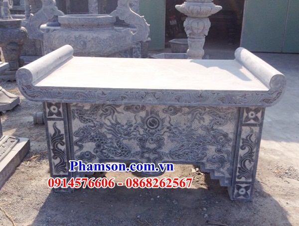 Mẫu bàn lễ đình đền chùa miếu khu lăng mộ bằng đá xanh nguyên khối đẹp