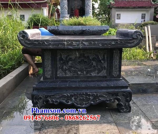 Mẫu bàn lễ đình đền chùa miếu khu lăng mộ bằng đá xanh tự nhiên nguyên khối kích thước chuẩn phong thủy đẹp