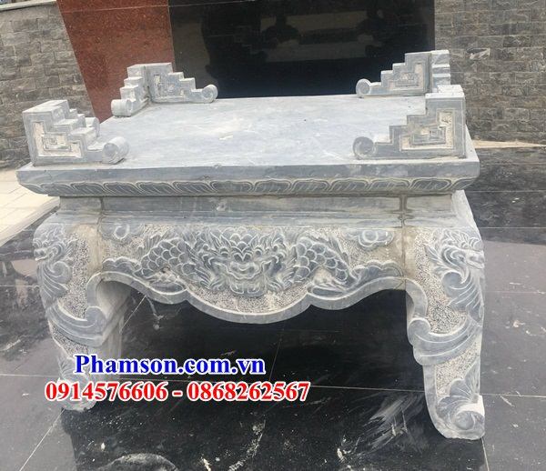 Mẫu bàn thờ đình đền chùa miếu khu lăng mộ bằng đá để ngoài sân kích thước chuẩn phong thuỷ thiết kế đẹp