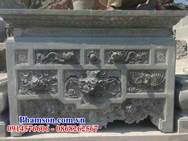 Mẫu bàn thờ đình đền chùa miếu khu lăng mộ bằng đá để ngoài sân thiết kế đẹp