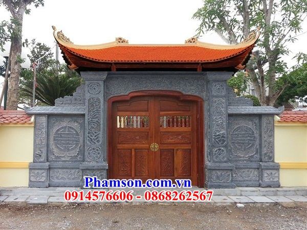 Mẫu cổng nhà thờ đình chùa cổng làng bằng đá thiết kế đẹp chạm khắc hoa văn tinh xảo