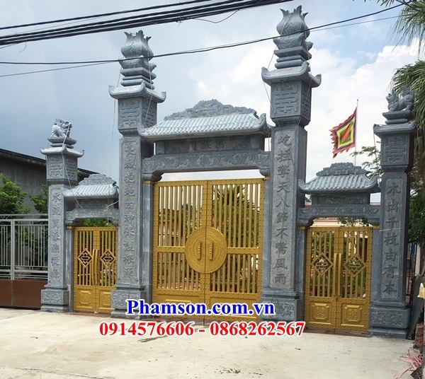 Mẫu cổng tam quan  tứ trụ cổng làng bằng đá mỹ nghệ Ninh Bình tự nhiên