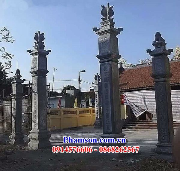 Mẫu cổng tam quan  tứ trụ đình đền thờ chùa miếu khu lăng mộ bằng đá tự nhiên kích thước chuẩn phong thủy