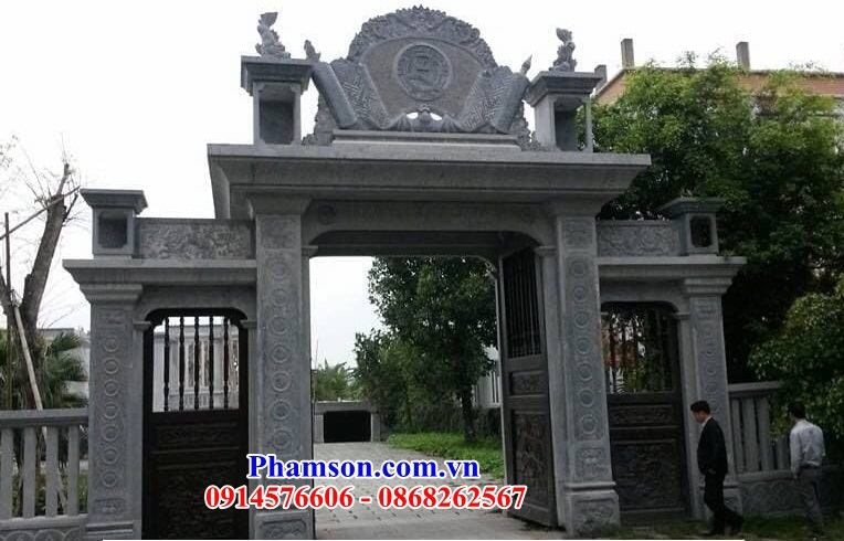 Mẫu cổng tam quan cổng làng nhà thờ đình đền chùa miếu bằng đá nguyên khối thiết kế đơn giản
