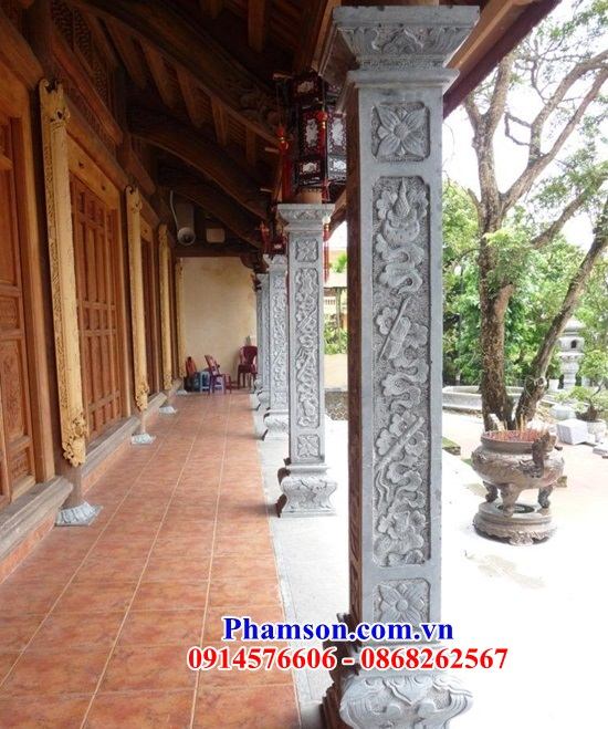 Mẫu cột đồng trụ nhà thờ họ đình đền chùa miếu bằng đá Ninh Bình giá rẻ được ưa chuộng nhất đẹp