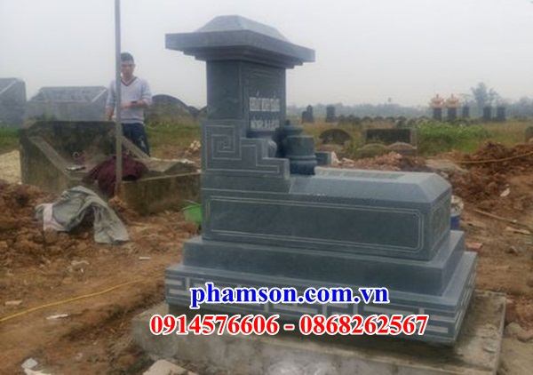 Mẫu khu lăng mộ bằng đá xanh rêu thiết kế đơn giản đẹp tại Lào Cai