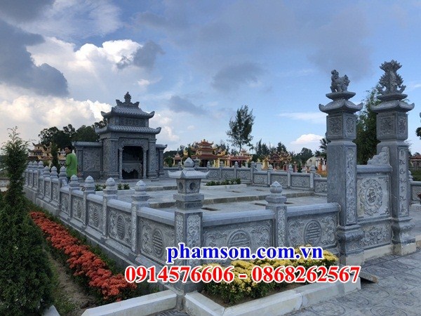 Mẫu khu lăng mộ nghĩa trang gia đình dòng họ bằng đá xanh Thanh Hóa đẹp