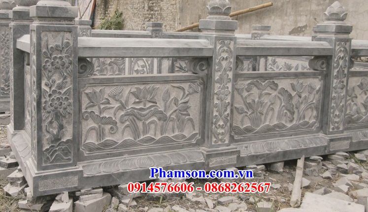 Mẫu lan can tường rào nhà thờ đình đền chùa miếu bằng đá mỹ nghệ Ninh Bình điêu khắc hoa sen