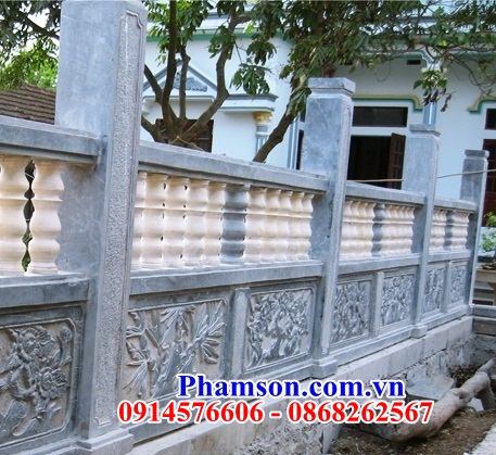 Mẫu lan can tường rào nhà thờ đình đền chùa miếu bằng đá mỹ nghệ Ninh Bình điêu khắc tứ quý