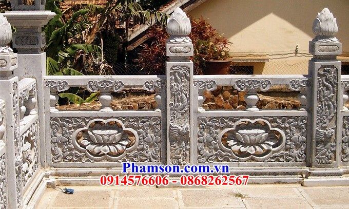 Mẫu lan can tường rào nhà thờ đình đền chùa miếu khu lăng mộ bằng đá mỹ nghệ Ninh Bình thiết kế đẹp