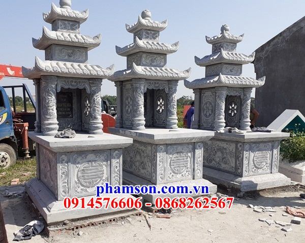 Mẫu mộ ba mái bằng đá mỹ nghệ Ninh Bình cất để tro hài cốt hỏa táng