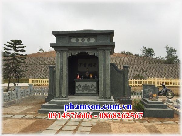 Mẫu mộ bằng đá xanh rêu thiết kế theo phong thủy đẹp tại Lào Cai
