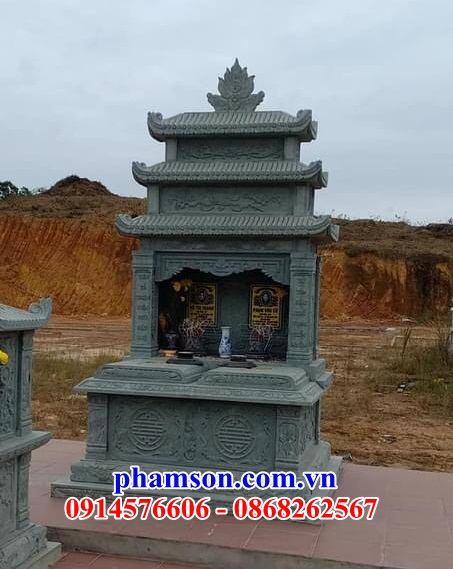Mẫu mộ bằng đá xanh rêu tự nhiên điêu khắc hoa văn tinh xảo tại Nam Định