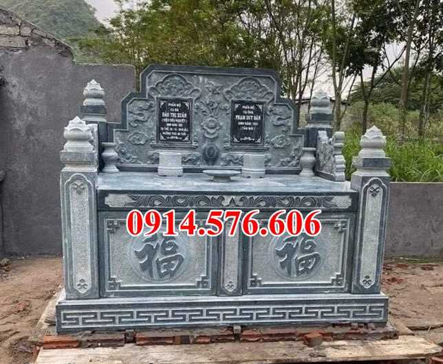 Mẫu mộ đôi gia đình bằng đá xanh tự nhiên đẹp