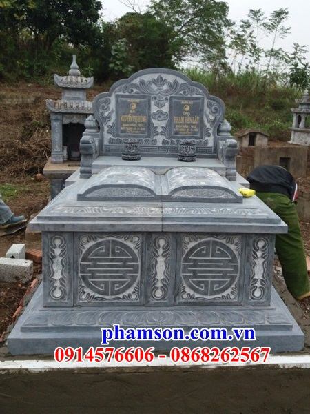 Mẫu mộ đôi khu lăng mộ nghĩa trang gia đình bằng đá xanh Thanh Hóa giá rẻ