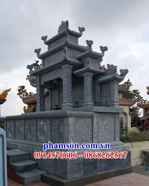 Mẫu mộ đôi khu lăng mộ nghĩa trang gia đình bằng đá xanh nguyên khối đẹp nhất Việt Nam